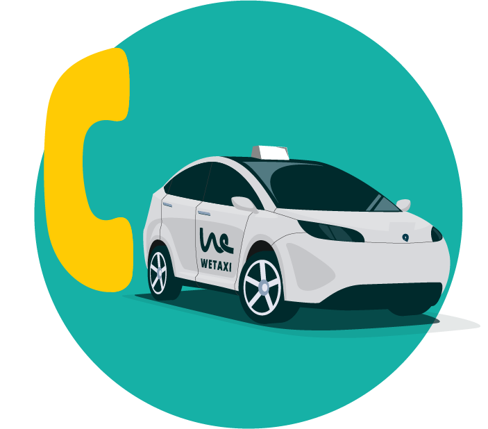Icona di un taxi con un telefono