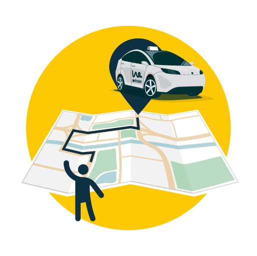 Taxi illustration with map
