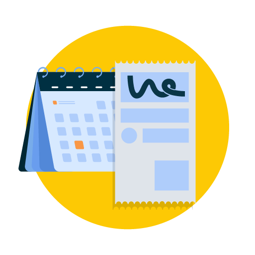Illustrazione di un calendario con scontrino