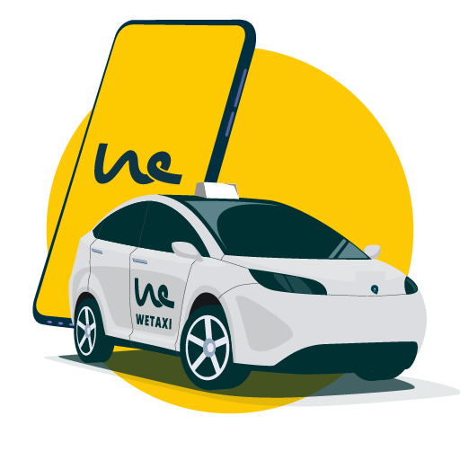 Illustration of a taxi and a smartphone